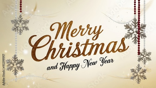 A festive goldenhued 3Dtextured Merry Christmas photo