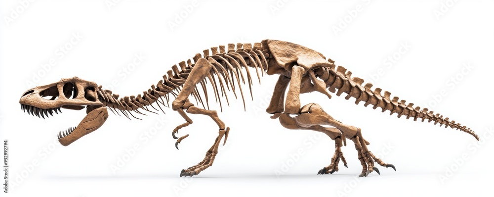 Obraz premium fossilized dinosaur skeleton, showcasing a paleontology discovery, in earthy colors