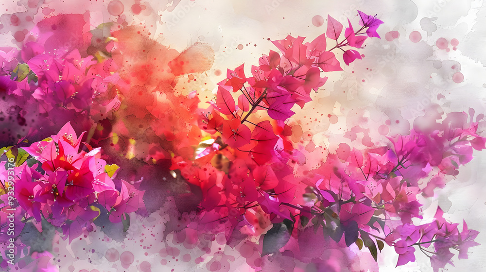 Bougainvillea Bush Watercolor Style Bougainvillea Bush Watercolor Style
