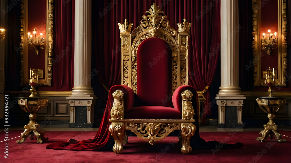 An Opulent Hall of Kings, Intricate Gold Patterns, and Lavish Drapes An Opulent Hall of Kings, Intricate Gold Patterns, and Lavish Drapes