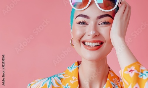 An influencer with pixie-style hair smiling look at the camera 
