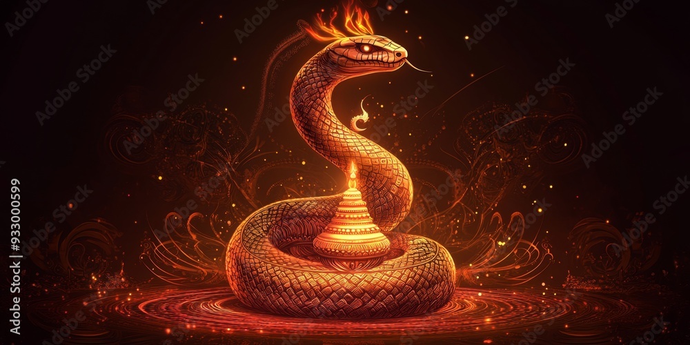 Elegant Nag Panchami Design: Abstract Cobra Coiled Around Shiva Lingam. Creative Snake Zodiac Celebration for 2025 Indian Festival. Minimalist Cultural Art with Gradient Texture for UI, Posters, and 4 Elegant Nag Panchami Design: Abstract Cobra Coiled Around Shiva Lingam. Creative Snake Zodiac Celebration for 2025 Indian Festival. Minimalist Cultural Art with Gradient Texture for UI, Posters, and 4