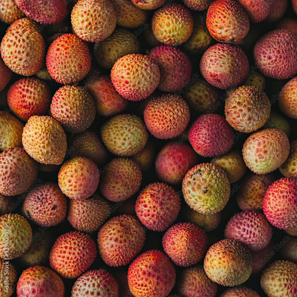 Pile of fresh ripe lychees as background, top view Pile of fresh ripe lychees as background, top view