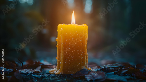 Melted Candle in the Forest - A Realistic Image