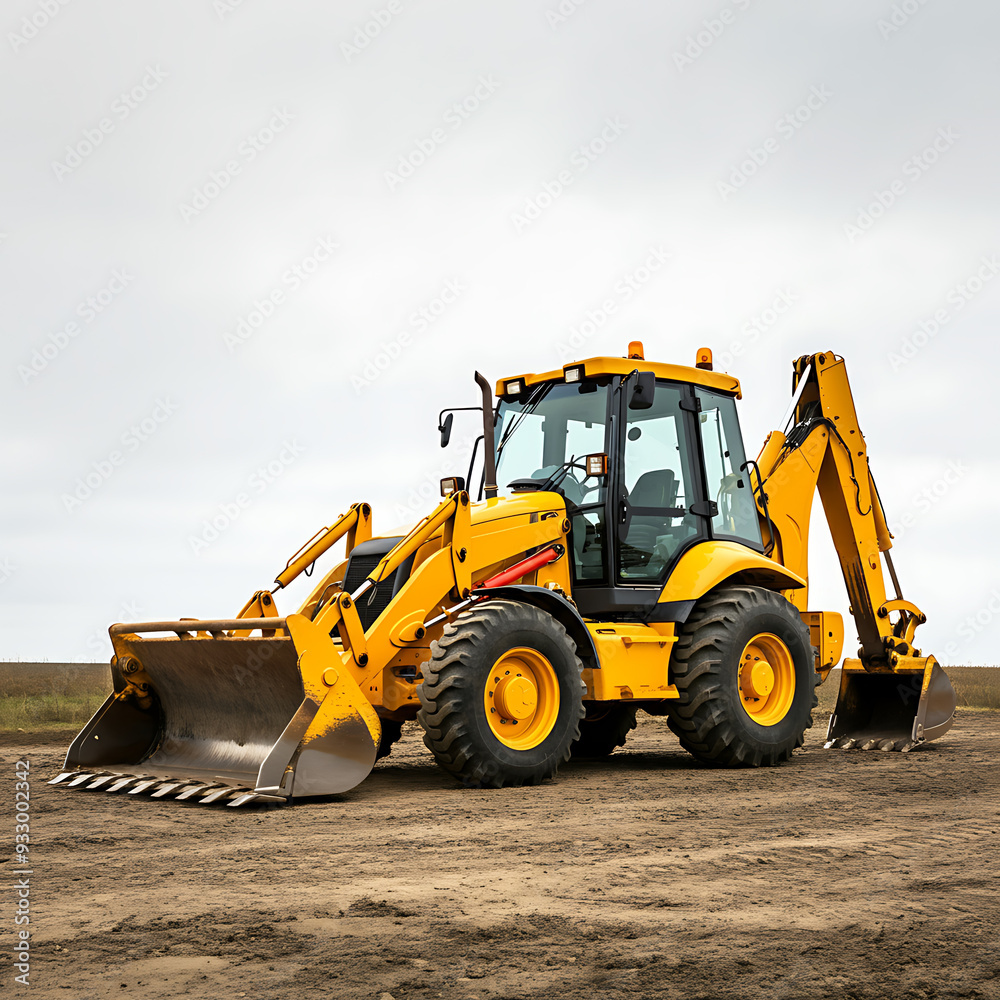 Yellow Backhoe Loader White Background Yellow Backhoe Loader White Background
