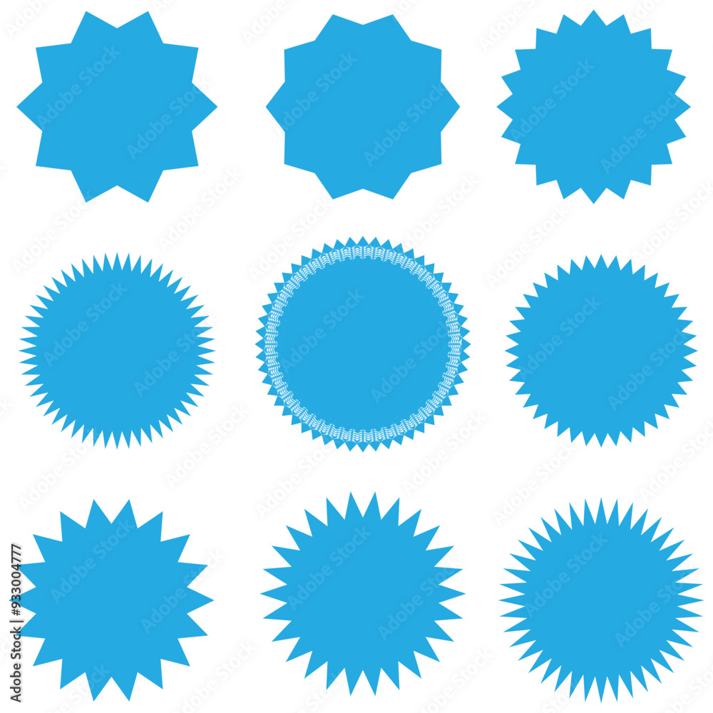 starburst, sunburst badges. Different color. Simple flat style Vintage labels. starburst, sunburst badges. Different color. Simple flat style Vintage labels.