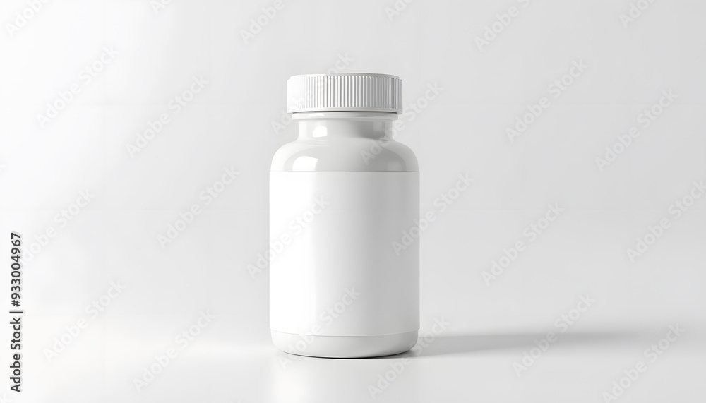 Blank White Medicine Pill Bottle with blank label on pure White Background Blank White Medicine Pill Bottle with blank label on pure White Background
