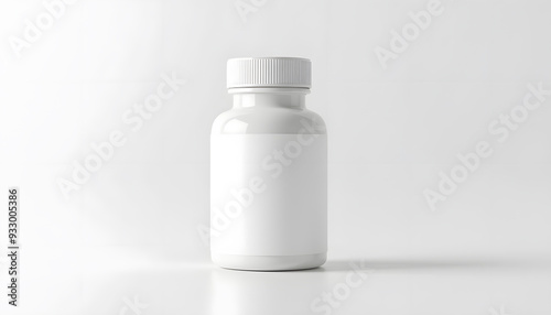 White Medicine Bottle Mockup with Empty Label on a White Background