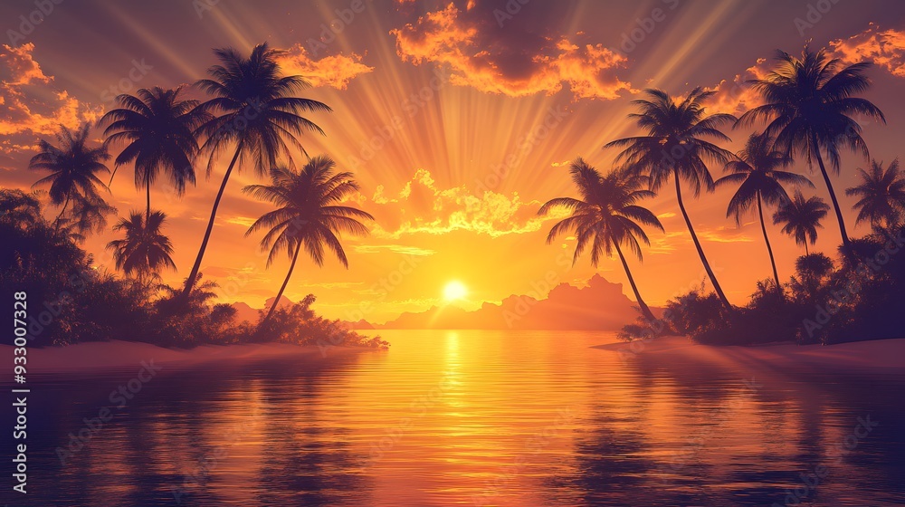 Sunset over Tropical Island. Sunset over Tropical Island.