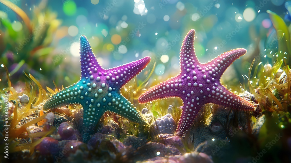 Two Starfish in the Seagrass. Two Starfish in the Seagrass.