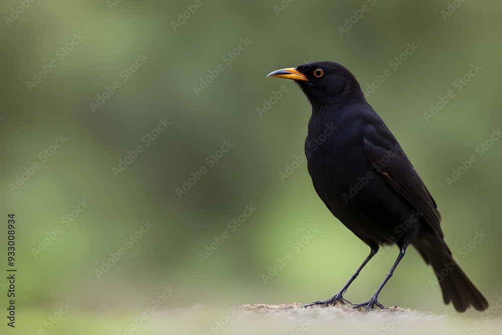 Cuban blackbird bird blurry nature background, AI Generated Cuban blackbird bird blurry nature background, AI Generated