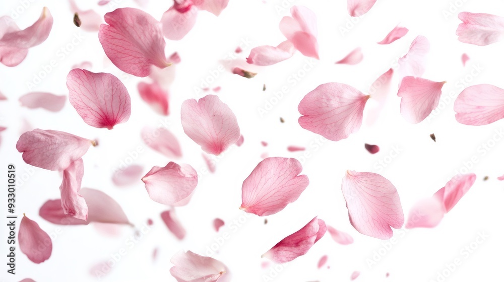 sakura petals floating isolated on a white background. sakura petals floating isolated on a white background.
