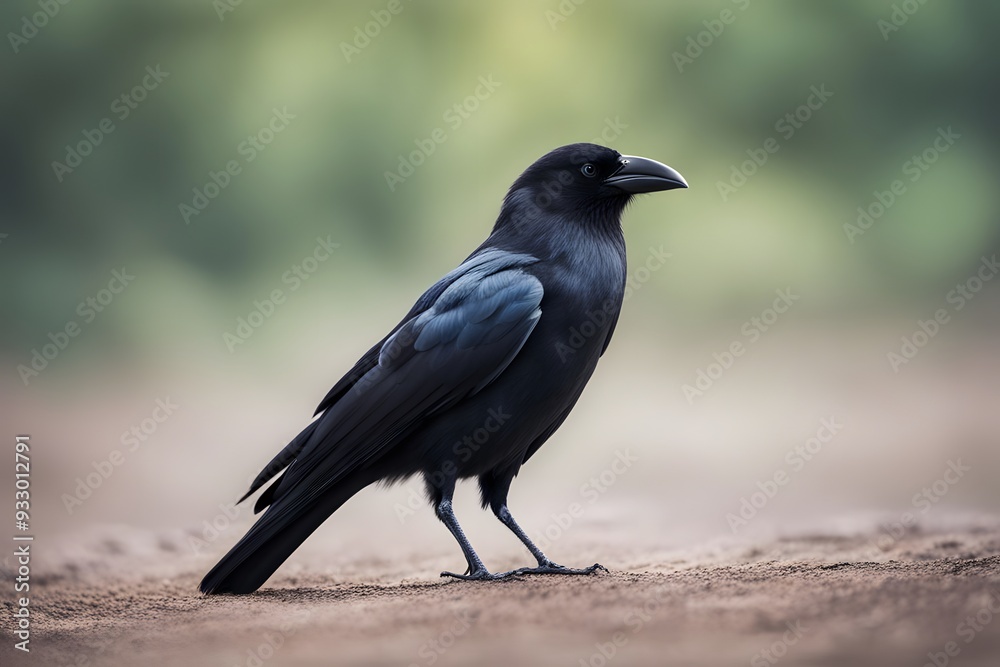 Cape crow bird blurry nature background, Ai Generated Cape crow bird blurry nature background, Ai Generated