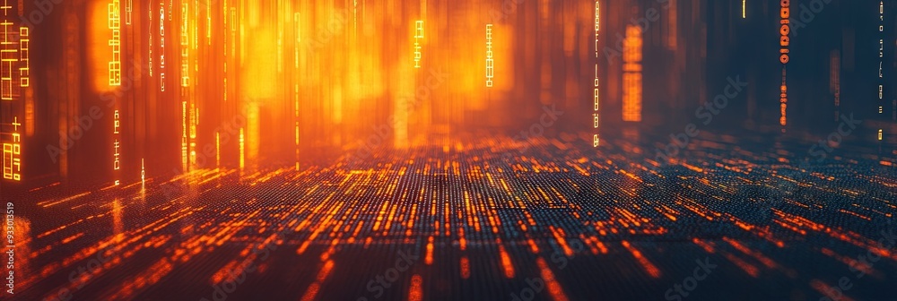 neon sfumato wide shot of a data code hierarchy, orange hued gradient effect, futuristic glowing code. neon sfumato wide shot of a data code hierarchy, orange hued gradient effect, futuristic glowing code.