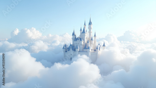 Beautiful castle among the clouds in the sky