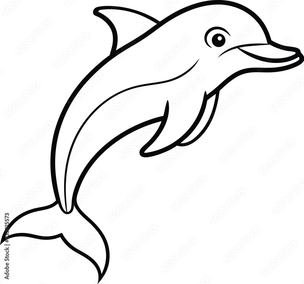 Obraz premium Kids Coloring Book Delphine Illustration Outline Art Page 