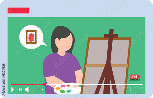The girl is painting live.