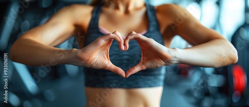 Hands shape heart sign at gym