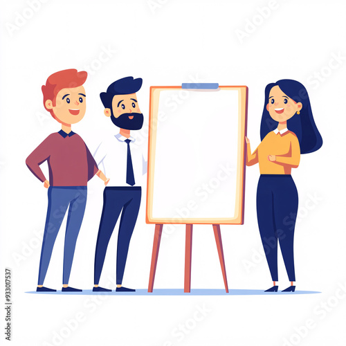 Dynamic Business Team Collaborating on Presentation in Professional Office Setting