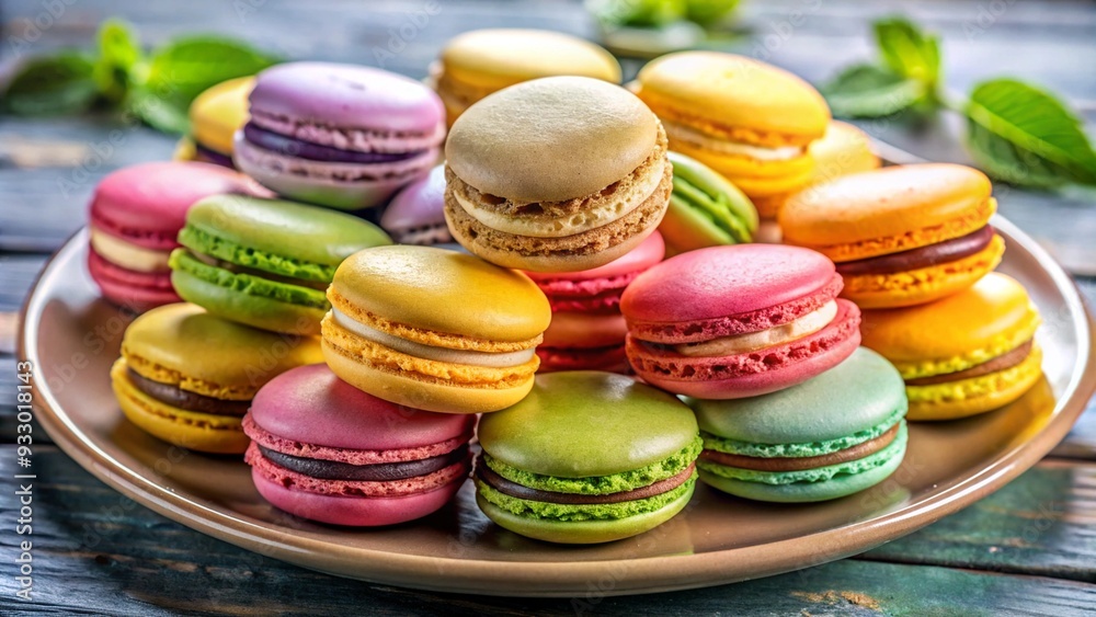 Fototapeta premium Plate of colorful macarons