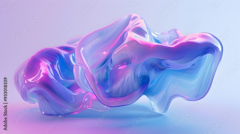 Naklejka premium Blue and purple gradient color floating liquid blob. 3d rendering picture.