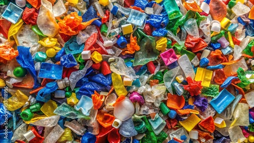 Tangles of plastic waste coalesce into mesmerizing patterns, revealing the environmental impact of careless disposal and the urgent need for sustainable habits.