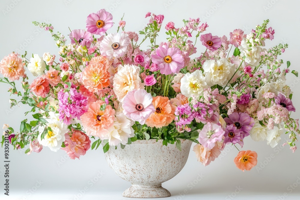 A beautiful floral arrangement in a white vase. Perfect for showcasing the beauty and vibrancy of spring flowers, this photo is ideal for wedding, floral, and lifestyle projects. A beautiful floral arrangement in a white vase. Perfect for showcasing the beauty and vibrancy of spring flowers, this photo is ideal for wedding, floral, and lifestyle projects.