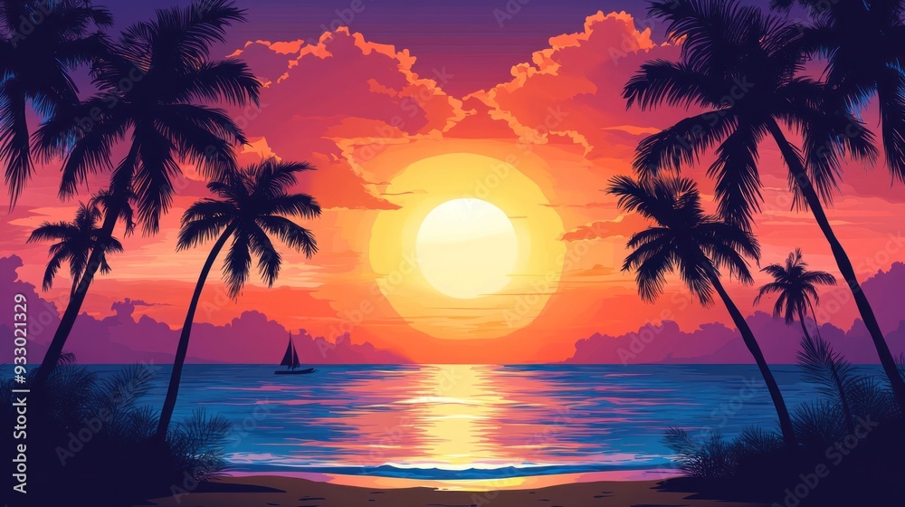 Sunset over Tropical Beach Sunset over Tropical Beach