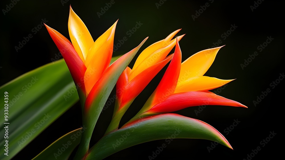 Tropical flowers, close-up, vibrant petals, exotic garden, rich hues Tropical flowers, close-up, vibrant petals, exotic garden, rich hues