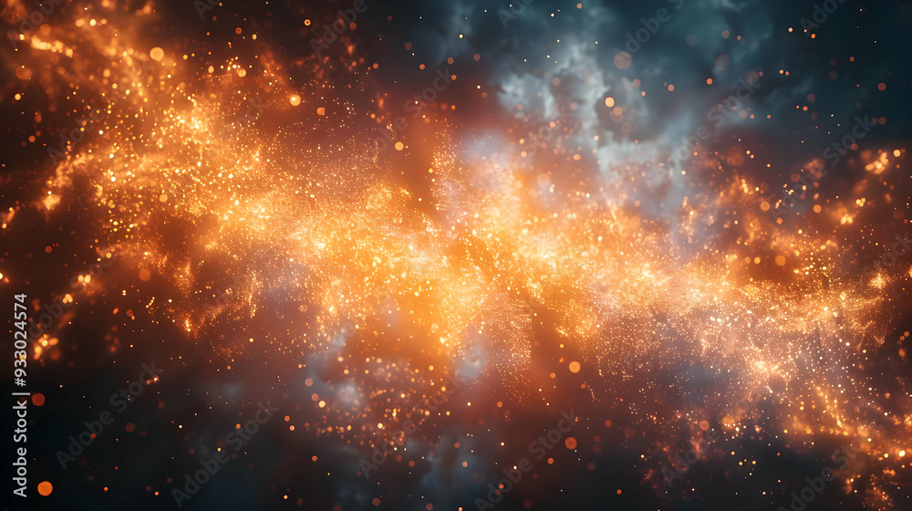 Obraz premium Abstract Background with Orange and Blue Glowing Sparks