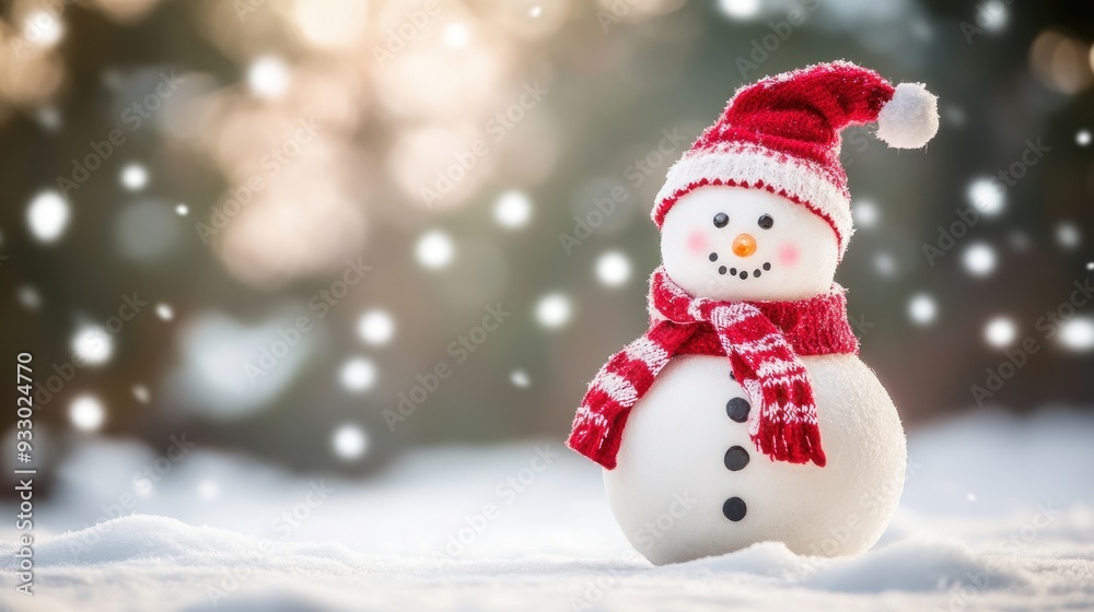 Fototapeta premium Charming Snowman in Winter Wonderland