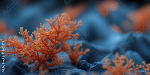 Close-up of a blue organic structure resembling a coral or a futuristic surface. photo