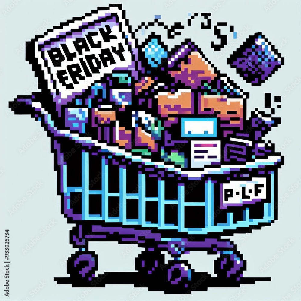 Black Friday A pixel art piece featuring a stylized illustration Black Friday A pixel art piece featuring a stylized illustration