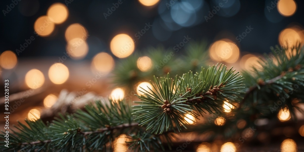background of fir branches with lights close-up. background of fir branches with lights close-up.