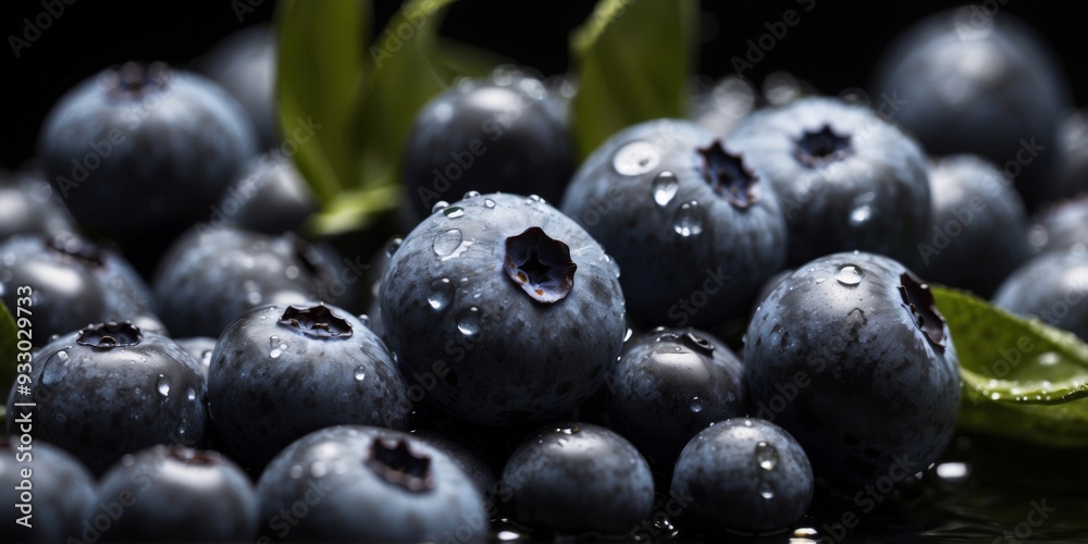 Blueberries with water splash on black background. Blueberries with water splash on black background.