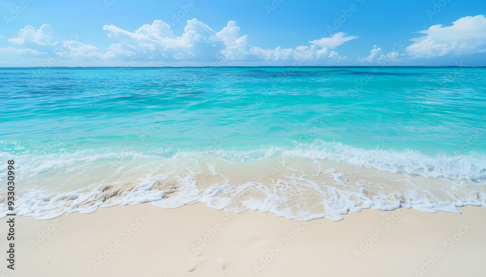 Beach background, white sand, blue transparent ocean Beach background, white sand, blue transparent ocean