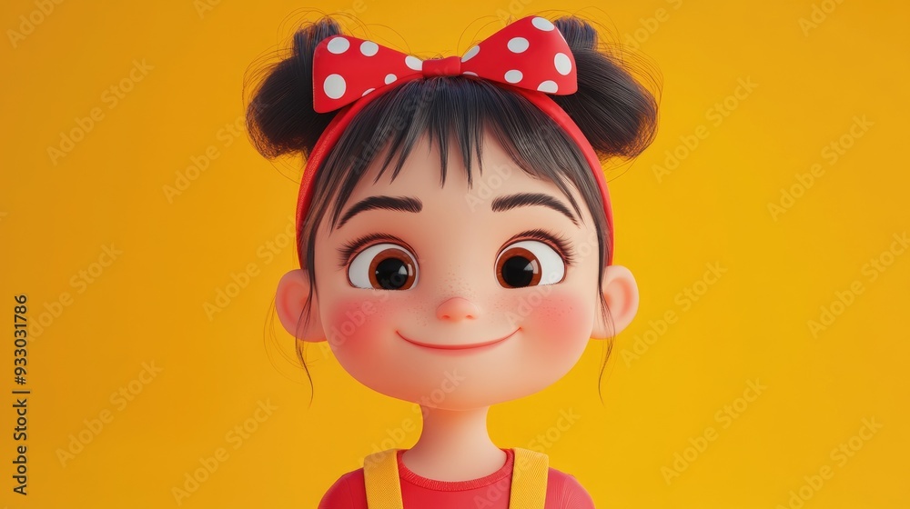 3D Cartoon Portrait of a Cute Little Girl Fashionable Style Family Joy and Happy Childhood Development Isolated on Bright Background 3D Cartoon Portrait of a Cute Little Girl Fashionable Style Family Joy and Happy Childhood Development Isolated on Bright Background