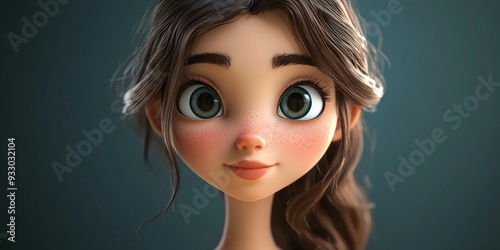 3D Cartoon Portrait of a Girl