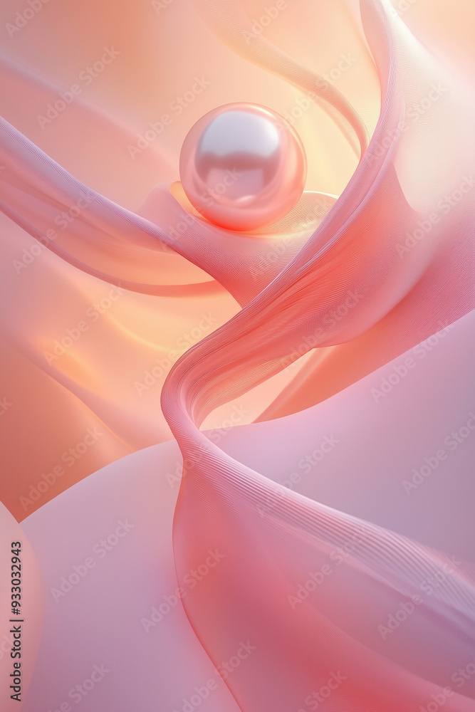 Elegant pearl on flowing pink fabric with soft gradients. Elegant pearl on flowing pink fabric with soft gradients.