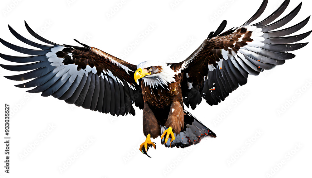 Obraz premium eagle, large bird Splashes on a white isolated background. Generative AI.