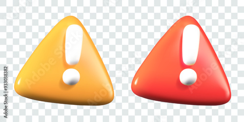Set of warning signs of different colors. Yellow and red danger signal