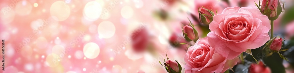 Romantic Pink Roses on Blurred Bokeh Background: Elegant Floral Design for Valentine's Day, Weddings, and Invitations. Minimalist Composition with Copy Space for Greeting Cards and Marketing. AI-Gener Romantic Pink Roses on Blurred Bokeh Background: Elegant Floral Design for Valentine's Day, Weddings, and Invitations. Minimalist Composition with Copy Space for Greeting Cards and Marketing. AI-Gener
