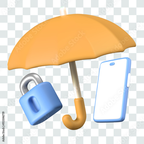 Set of templates for concept of mobile phone and data protection