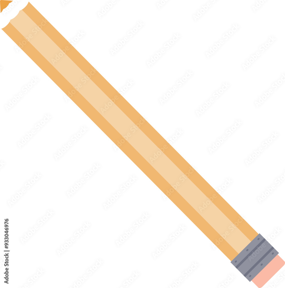 A classic wooden pencil with a pink eraser, symbolizing writing, drawing, and education.