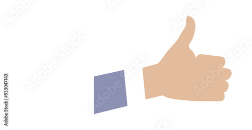 Illustration of a hand giving a thumbs up, symbolizing approval, success, or like.