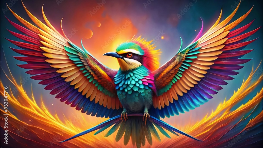 Obraz premium strong wings spread freedom empowerment courage fierce bold vibrant colors action