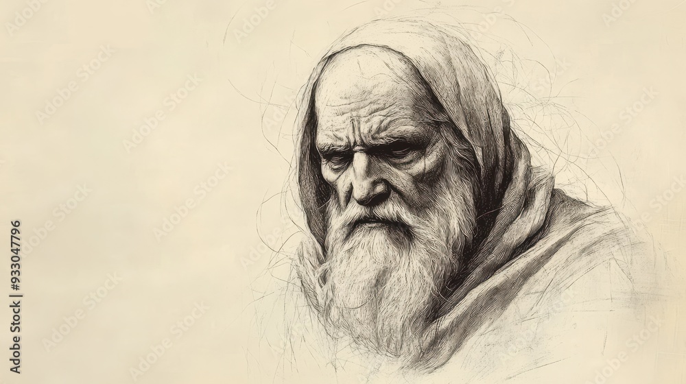Biblical Illustration of Psalms 10: The Wicked Man Lurking in Shadows, Oppressing the Poor and Helpless with Arrogance, Believing He Is Unseen on Beige Background Biblical Illustration of Psalms 10: The Wicked Man Lurking in Shadows, Oppressing the Poor and Helpless with Arrogance, Believing He Is Unseen on Beige Background