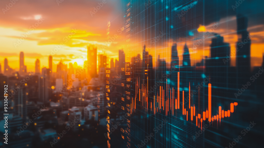 Abstract business team stands on the peak of success amid tall, innovative Smart city and graphs with statistics to analyze business potential and predict future developments in company growth. Abstract business team stands on the peak of success amid tall, innovative Smart city and graphs with statistics to analyze business potential and predict future developments in company growth.