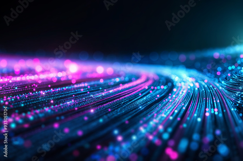 Wallpaper Mural fiber optic background blue and pink with light spots Torontodigital.ca