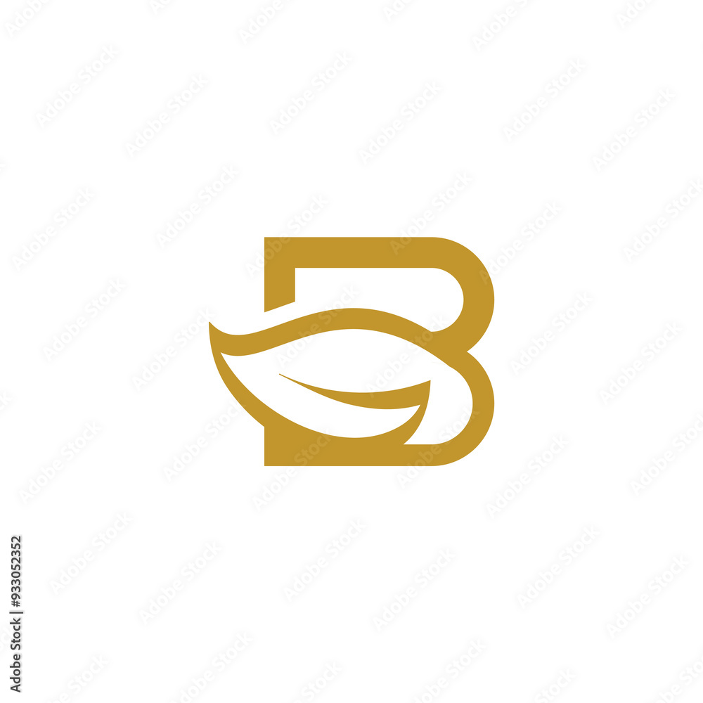 simple letter B leaf logo design template elements simple letter B leaf logo design template elements